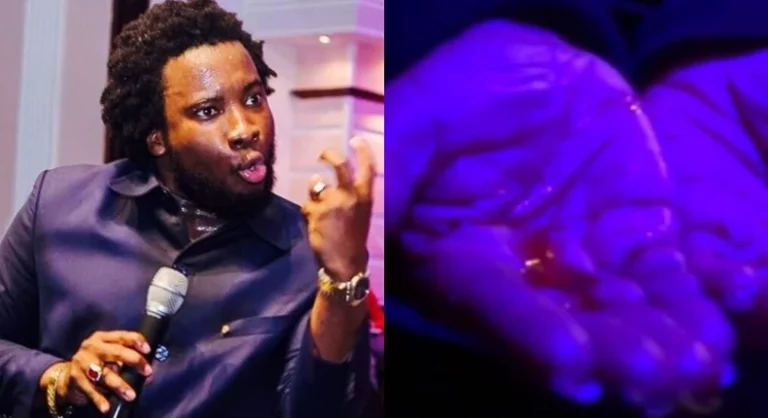 Watch Moment Sonnie Badu Turned Anointing Oil Into Blood During Church Service - VIDEO