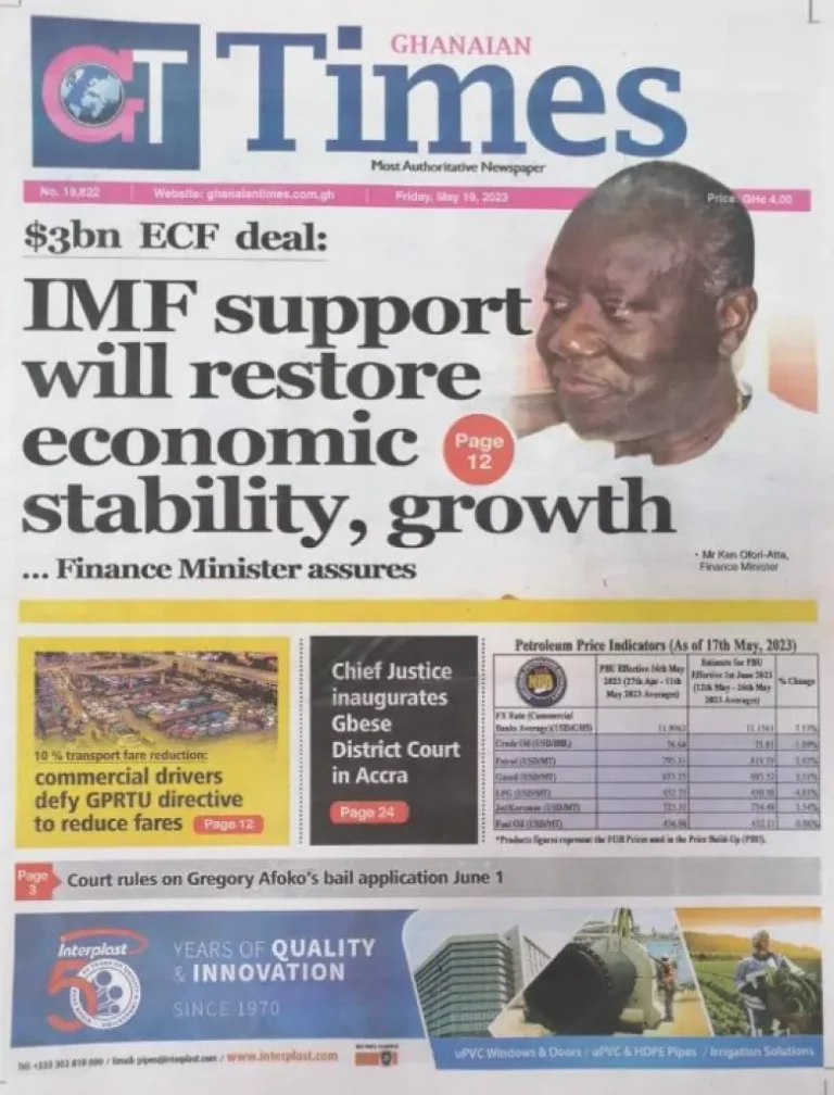 Newspaper Headlines: Friday, May 19, 2023 – InsightNewsgh.com