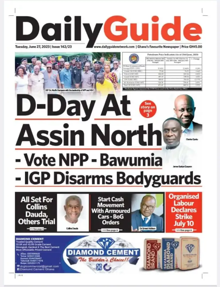 Newspaper Headlines: Tuesday, June 27, 2023 – InsightNewsgh.com