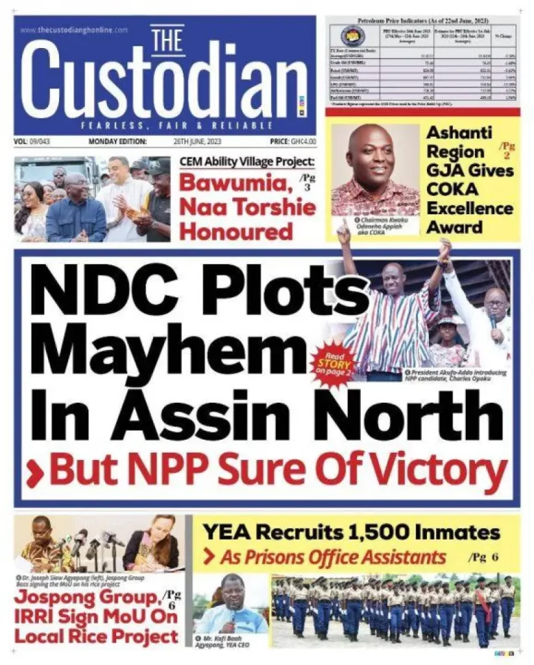 Newspaper Headlines: Monday, June 26, 2023 – InsightNewsgh.com