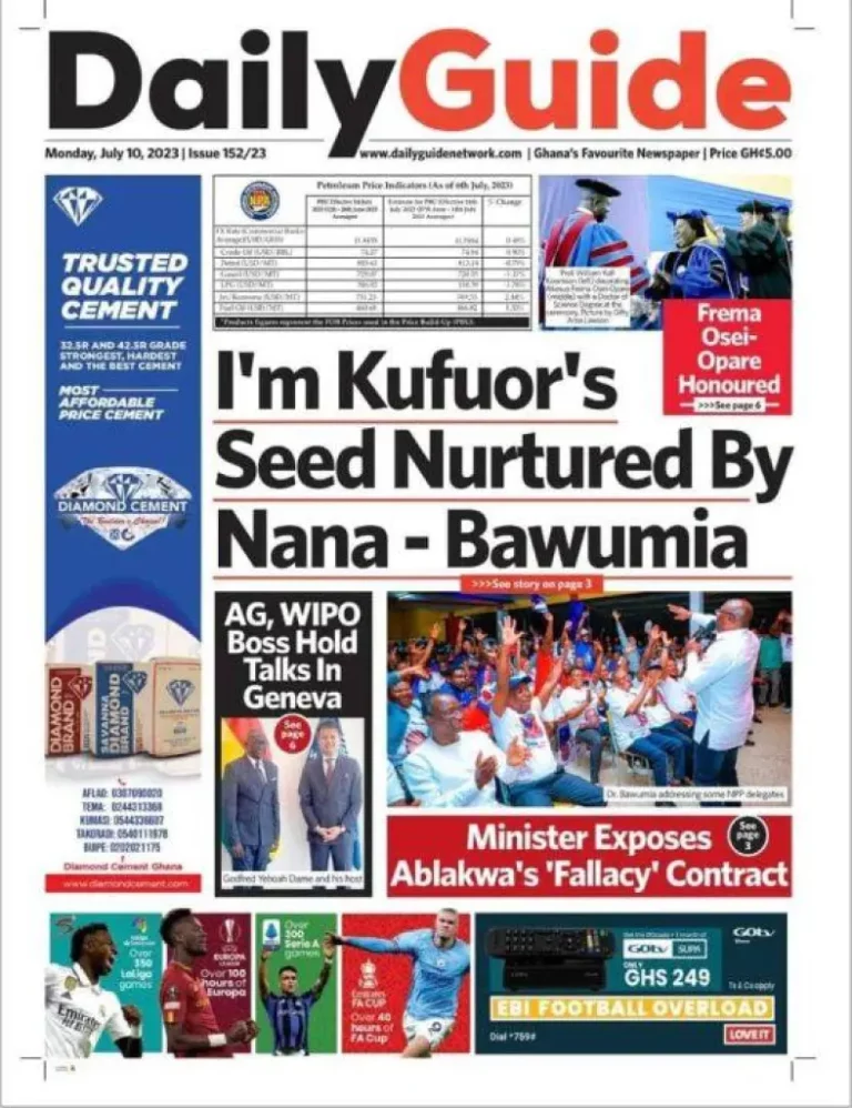 Newspaper Headlines: Monday, July 10, 2023 – InsightNewsgh.com