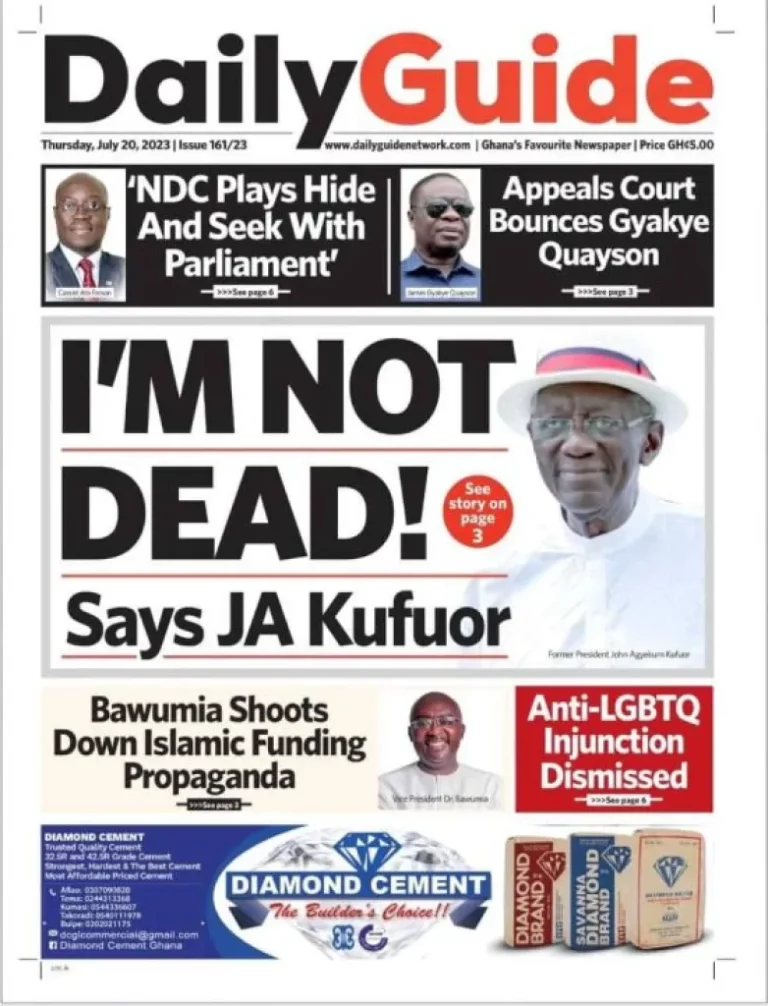 Newspaper Headlines: Thursday, July 20, 2023 – InsightNewsgh.com