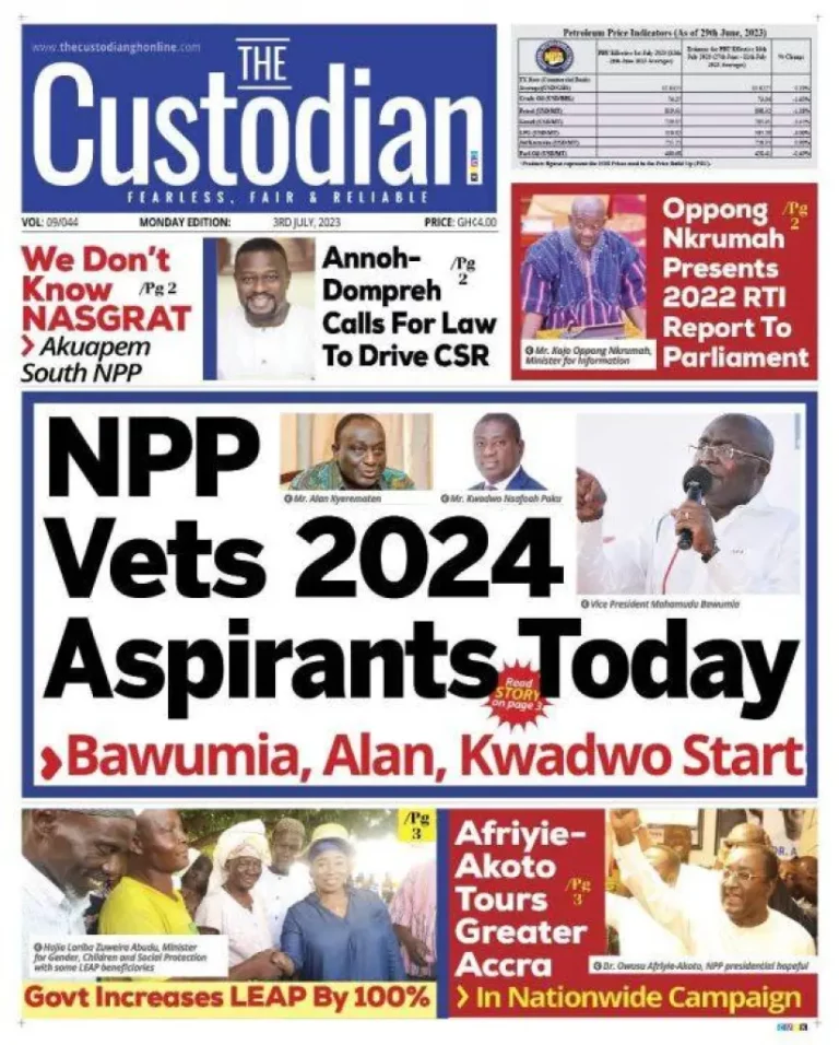 Newspaper Headlines: Monday, July 3, 2023 – InsightNewsgh.com