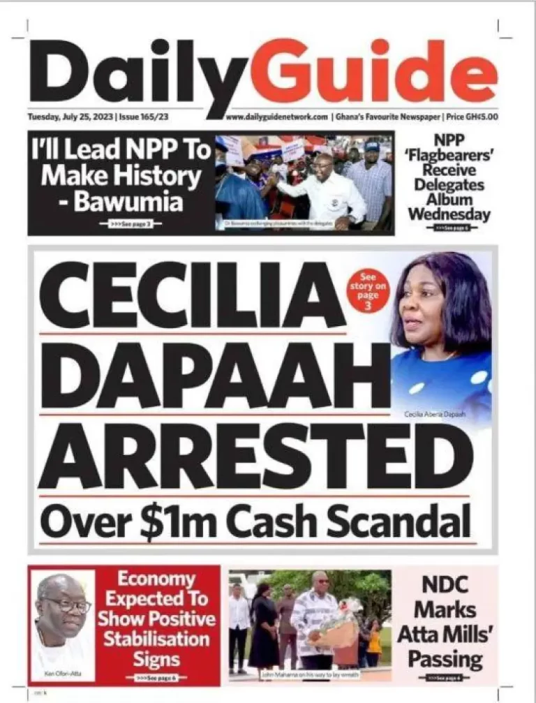 Newspaper Headlines: Tuesday, July 25, 2023 – InsightNewsgh.com