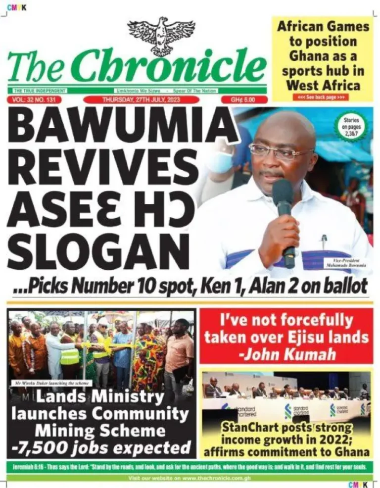 Newspaper Headlines: Thursday, July 27, 2023 – InsightNewsgh.com