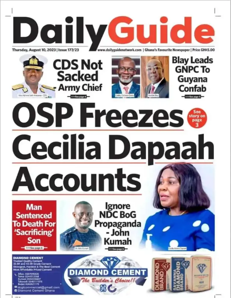 Newspaper Headlines: Thursday, August 10, 2023 – InsightNewsgh.com