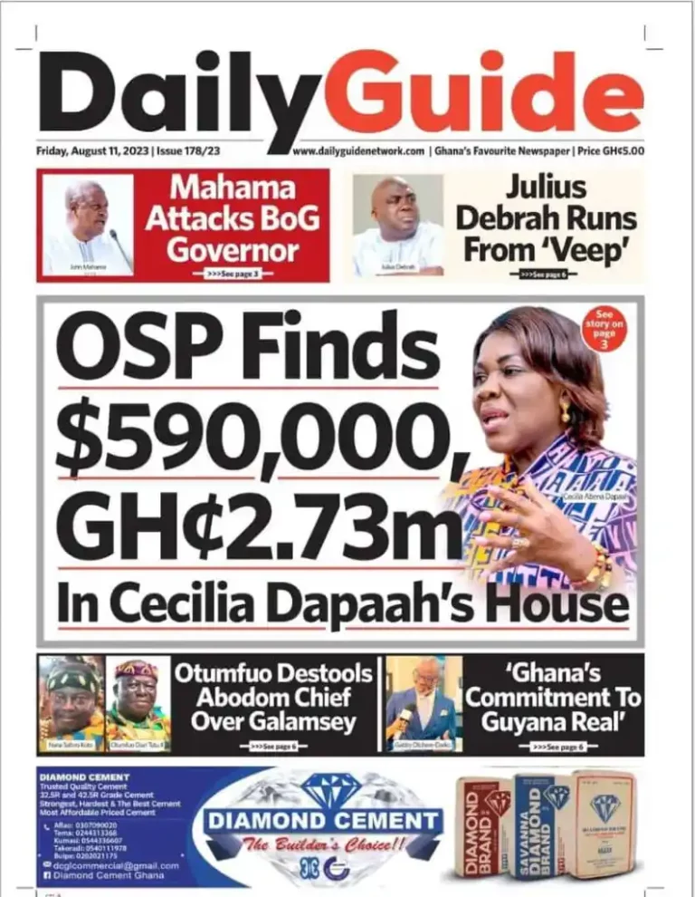 Newspaper Headlines: Friday, August 11, 2023 – InsightNewsgh.com