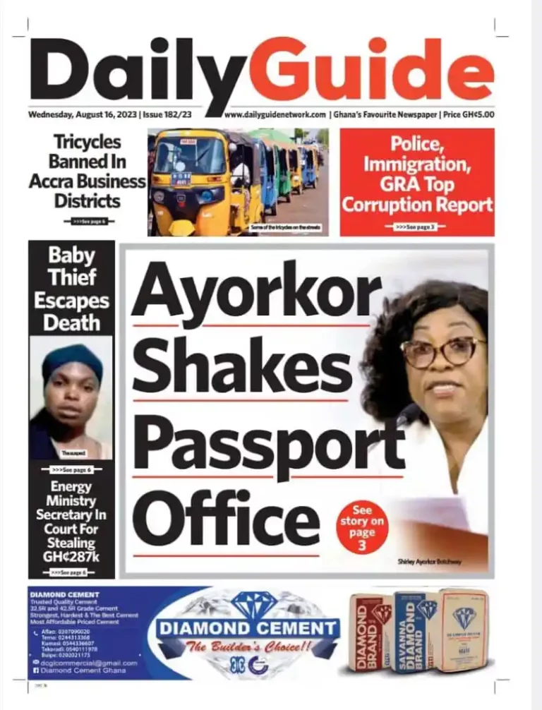 Newspaper Headlines: Wednesday, August 16, 2023 – InsightNewsgh.com