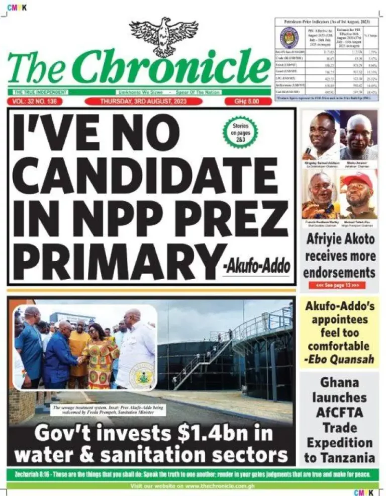 Newspaper Headlines: Thursday, August 3, 2023 – InsightNewsgh.com