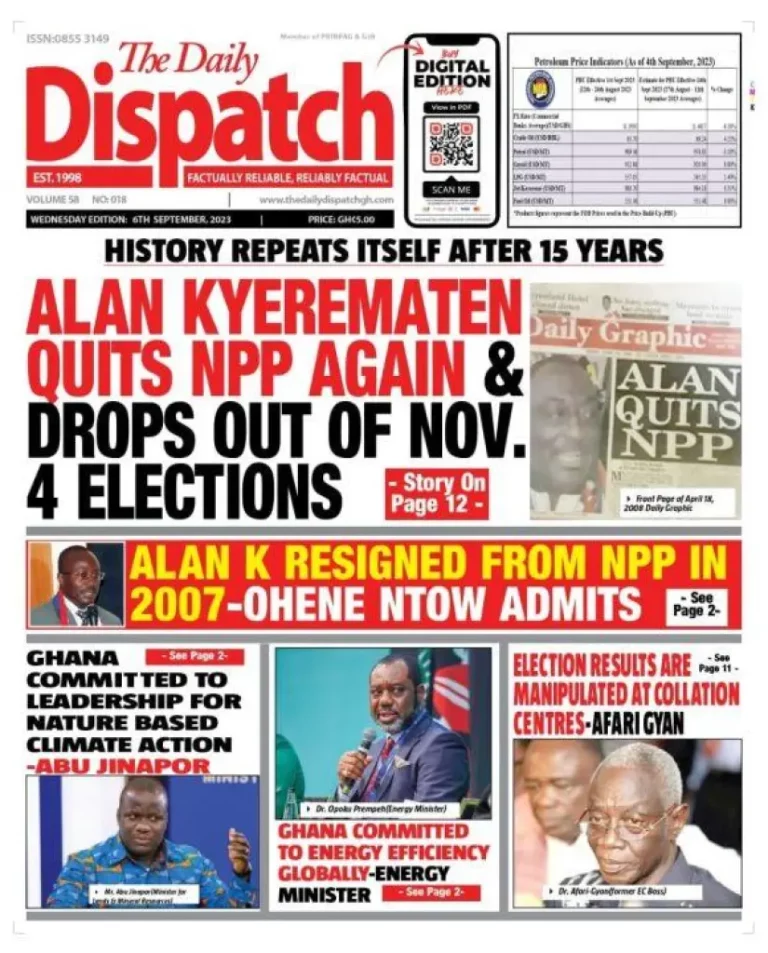 Newspaper Headlines: Wednesday, September 6, 2023 – InsightNewsgh.com