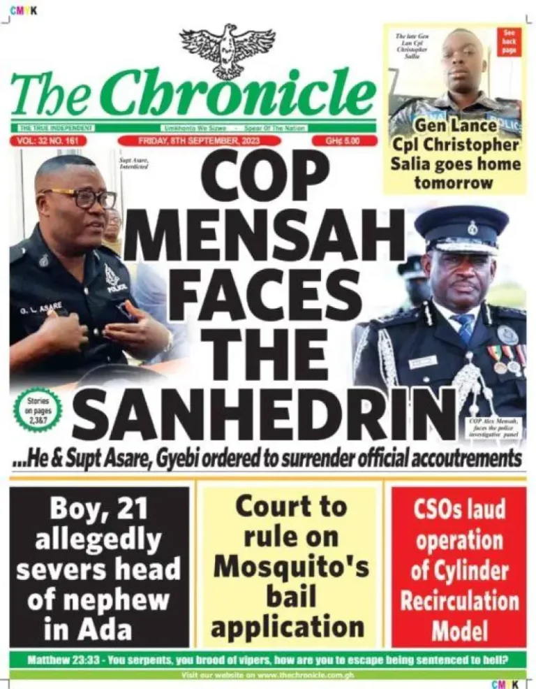 Newspaper Headlines: Friday, September 8, 2023 – InsightNewsgh.com