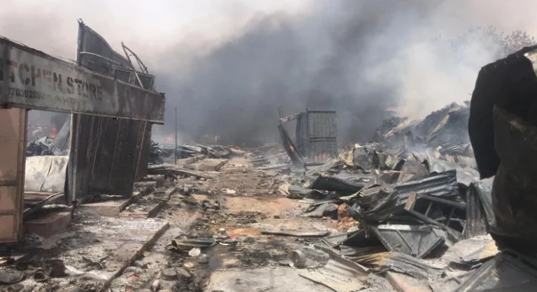 Wild fire destroys CMB shops in Accra