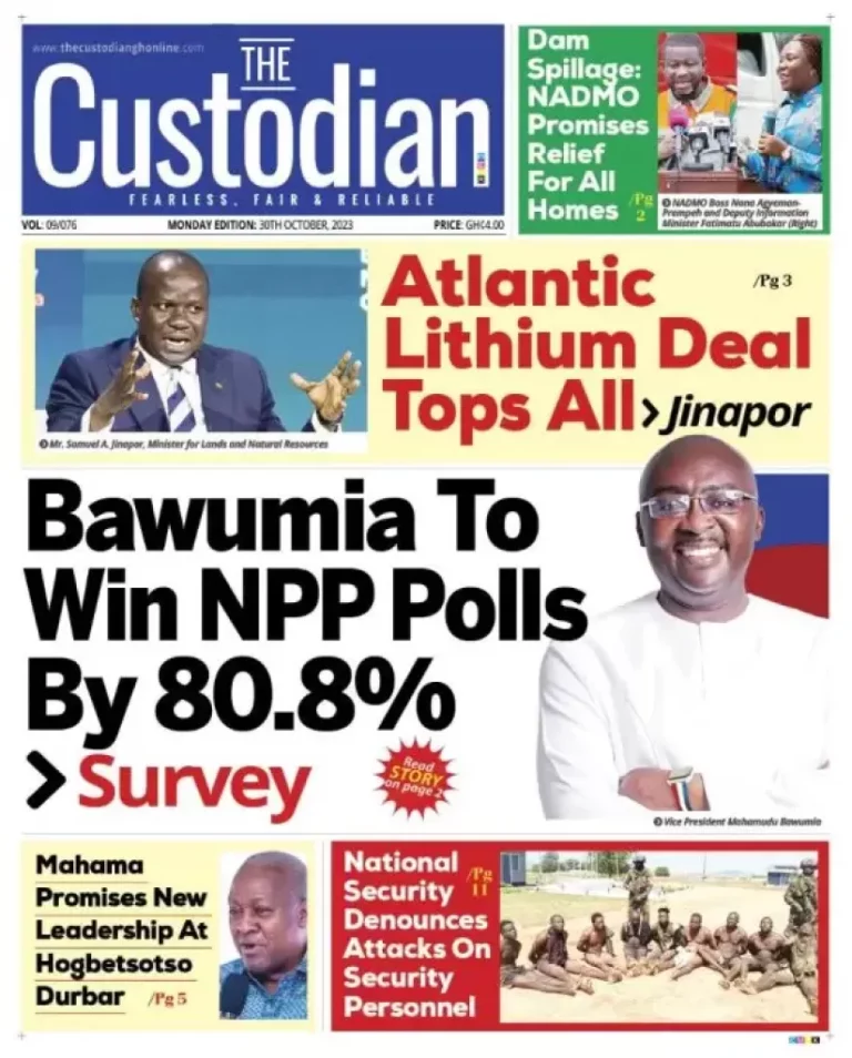 Newspaper Headlines: Monday, October 30, 2023 – InsightNewsgh.com