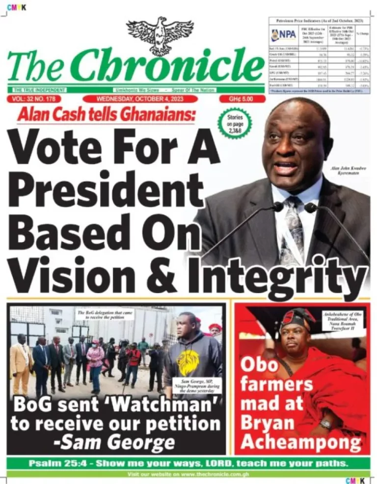 Newspaper Headlines: Wednesday, October 4, 2023 – InsightNewsgh.com